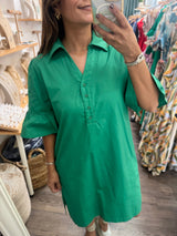 Green Flutter Sleeves Dress