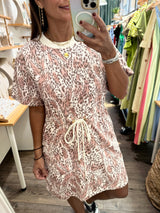 Animal Print Drawstring Waist Top
