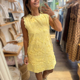 Yellow Embroidered Shift Dress