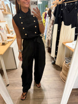 Black Military Belted Jumpsuit