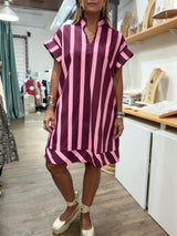 Burgundy & Pink Stripes Dress