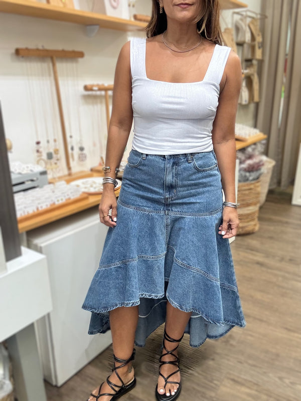 Denim Hi-Lo Skirt