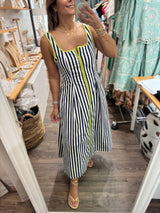 Navy & Lime Stripes Dress