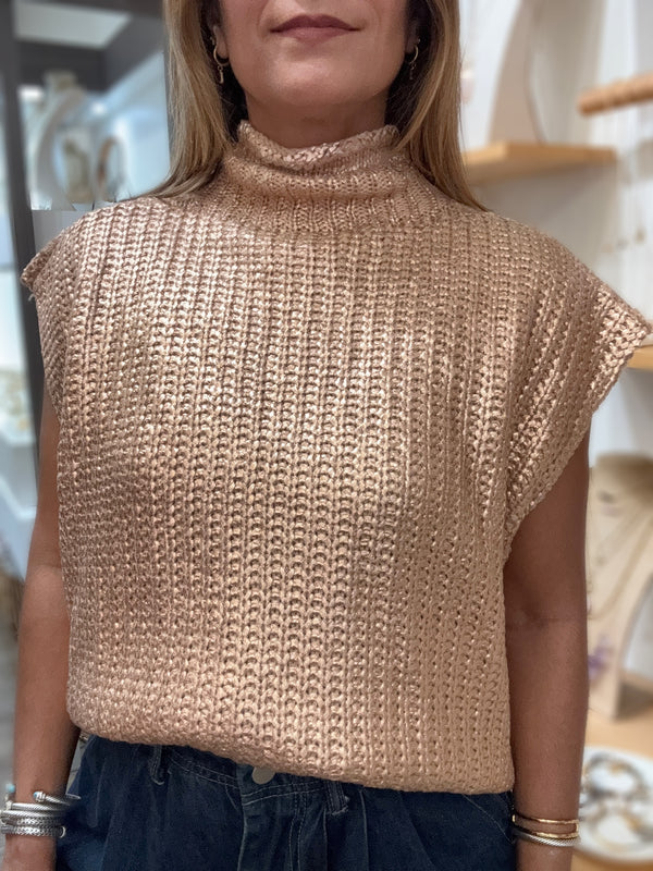 Gold Metallic Knitted Top
