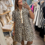 Leopard Print Neck Detail Dress