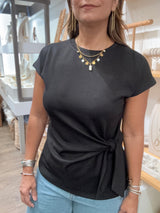Black Front Knot Top
