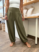 Olive Pleated Front Pants