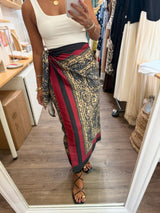 Printed Wrap-Around Midi Skirt