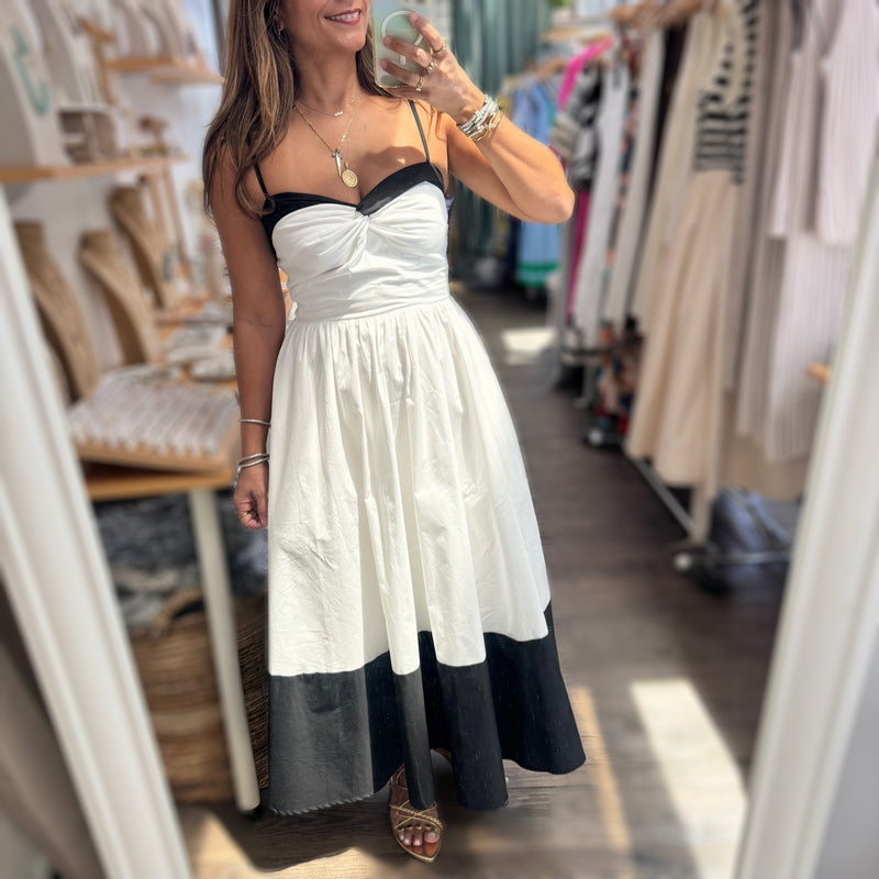 White & Black Midi Dress