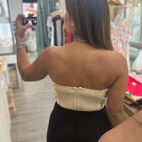 Beige Polka Dot Lace Tube Top