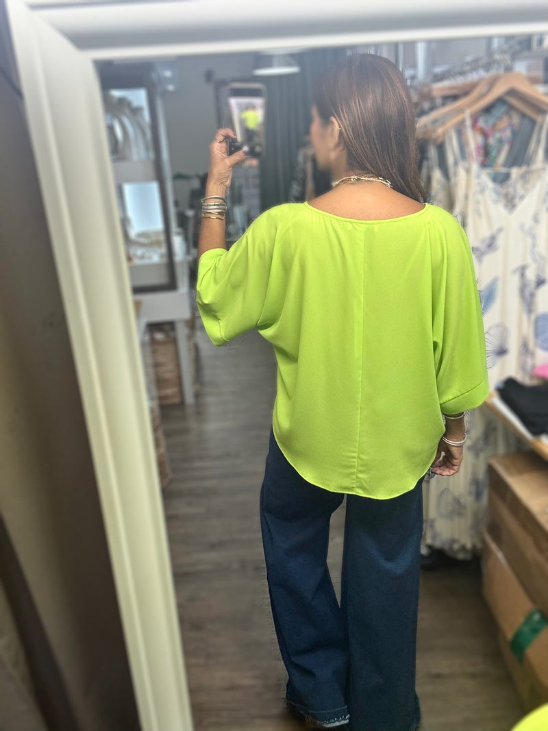 Lime Green Front Knot Top