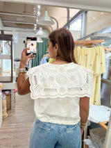 White Eyelet Detail Top