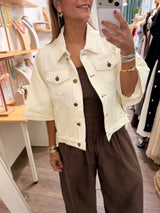 Ivory Poncho-Style Jean Jacket