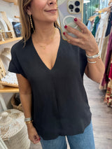 Black V-Neck Everyday Top