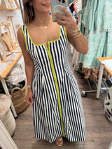 Navy & Lime Stripes Dress