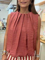 Rust Elastic Hem Top w/Pockets