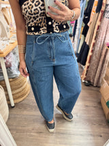 Drawstring Waist Barrel Jeans