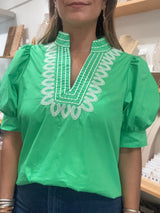 Green w/White Detail Top
