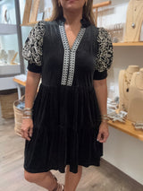 Black Velvet Tiered Dress