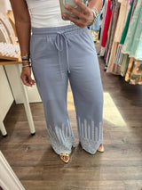 Blue Embroidered Top & Pant Set