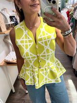 Lime Geometric Print Top
