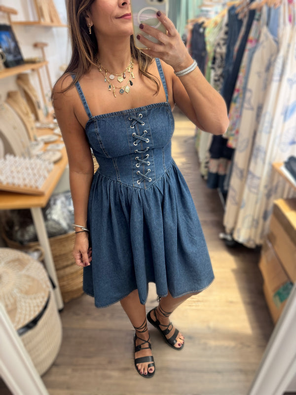 Denim Front Lace Dress