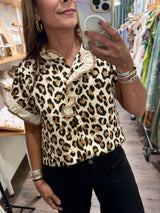 Leopard Print Ruffle Detail Top