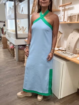 Blue & Green Halter Dress