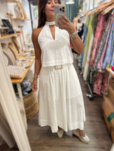 White Halter Top & Skirt Set