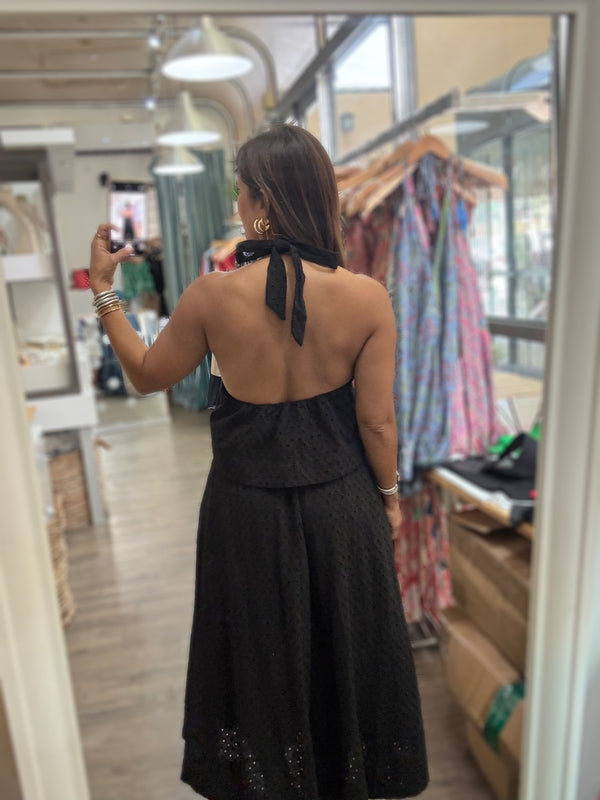Black Halter Top & Skirt Set