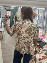Fall Print Sleeve Detail Top