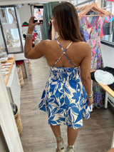 Blue Print Back Detail Dress
