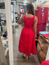 Red Contrast Stitch Dress
