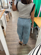 Light Denim Drawstring Jeans