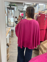 Magenta Cape V-Neck Top
