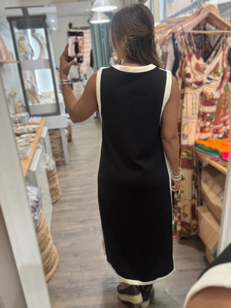 Black & Ivory Side Detail Dress