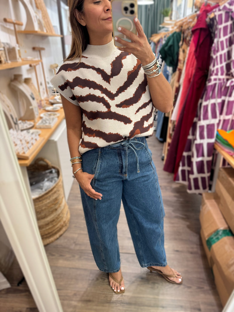 Animal Print Knitted Top