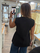 Black Brooch Side Detail Top