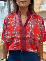 Brick Print Dolman Sleeves Top