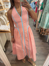 Orange & Aqua Halter Dress