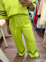 Lime & Black Stripes Top & Pant Set