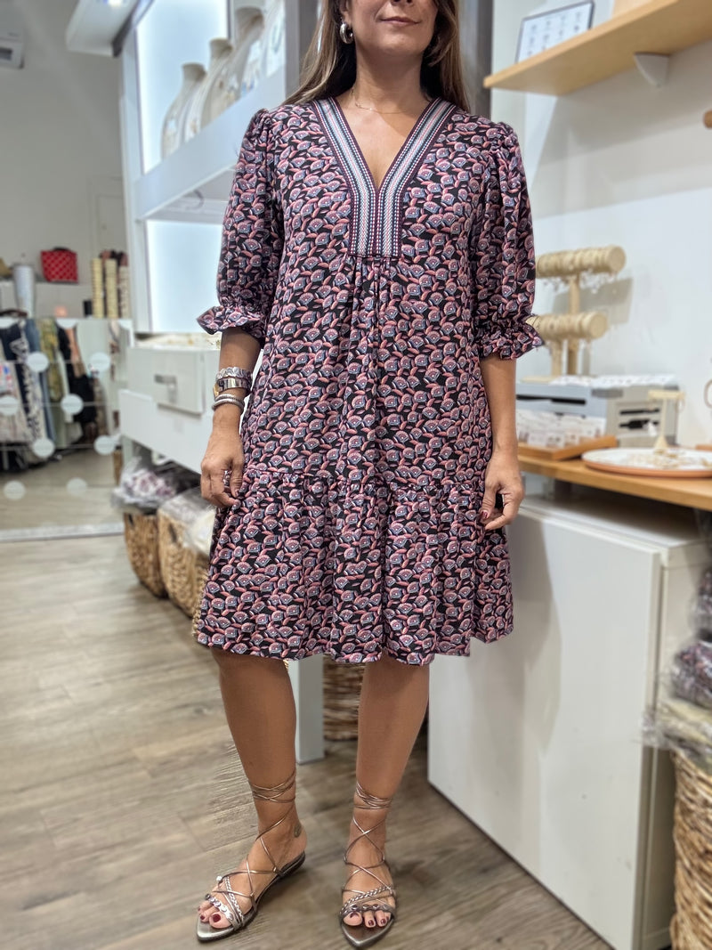 Mauve Mix Print Dress