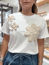 White Crochet Flowers Detail Top