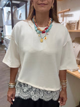 Ivory Lace Hem Top