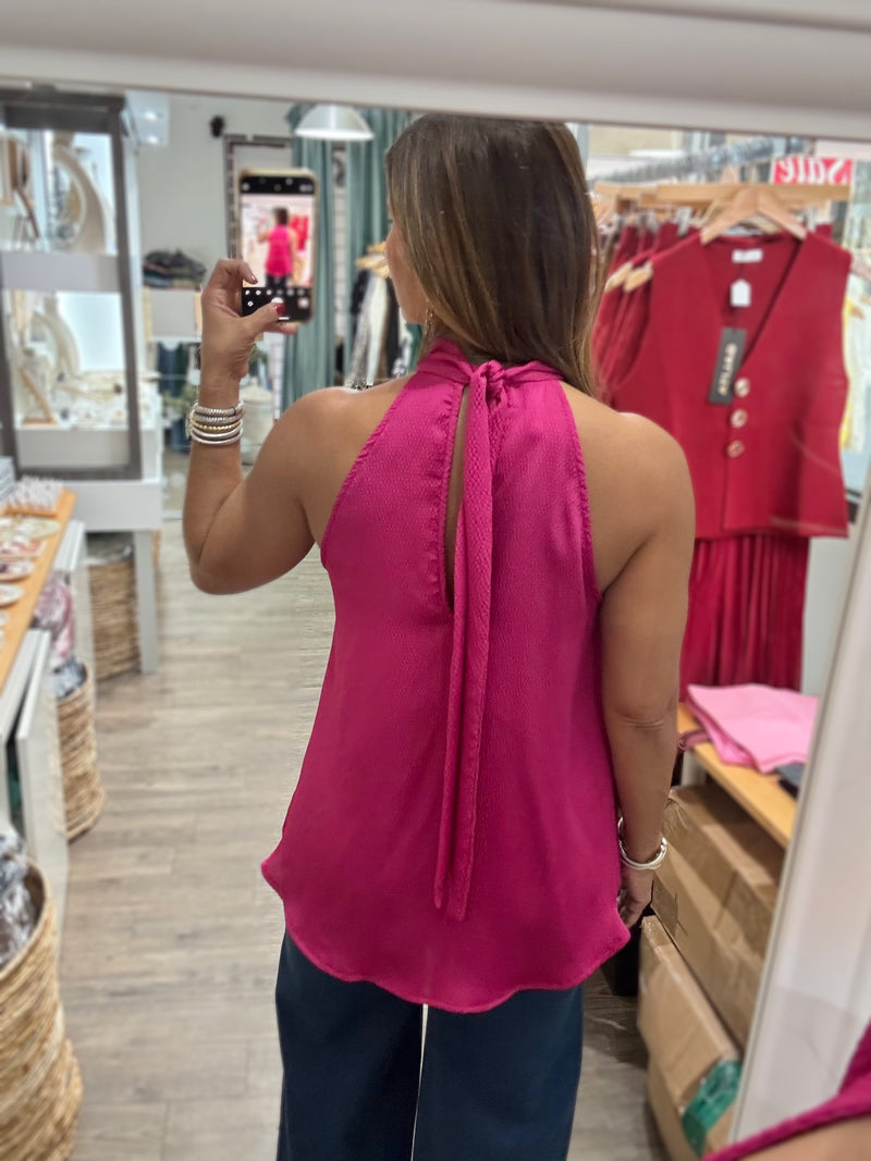 Magenta Halter Neck Top