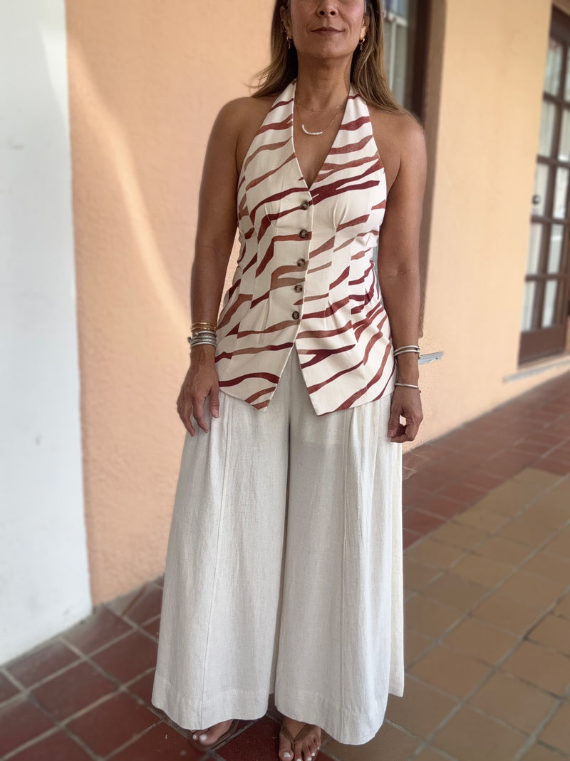 Zebra Print Halter Vest Top
