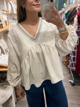 Almond Boho Flowy Top