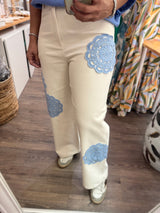 Ivory Crochet Details Jeans
