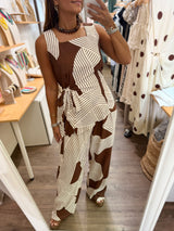Brown Print Top & Pant Set