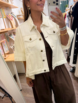Ivory Poncho-Style Jean Jacket